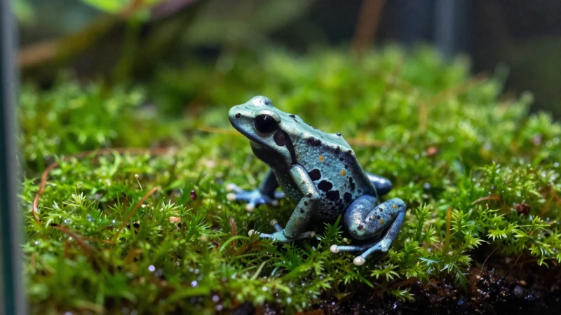 Ranas verdes en hábitat de musgo