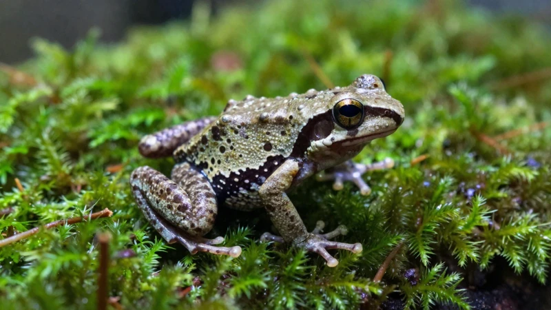 Rana macro en un terrario verde