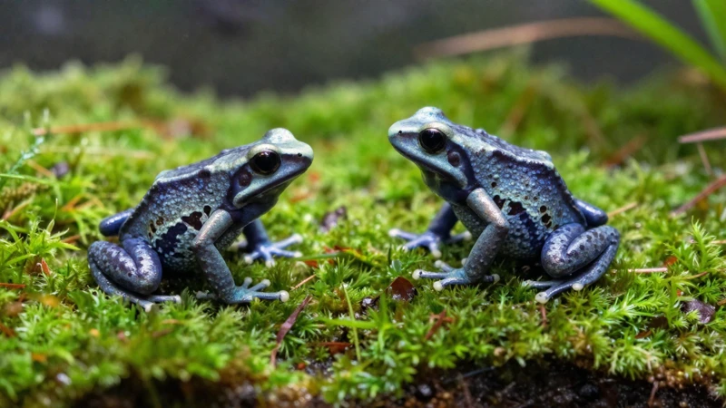 Ranas detalladas en un terrario verde