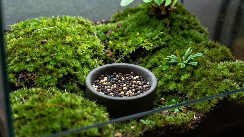 Fotografía detallada de un terrario verde
