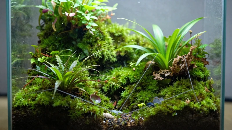 Macro detallado de un terrario verde