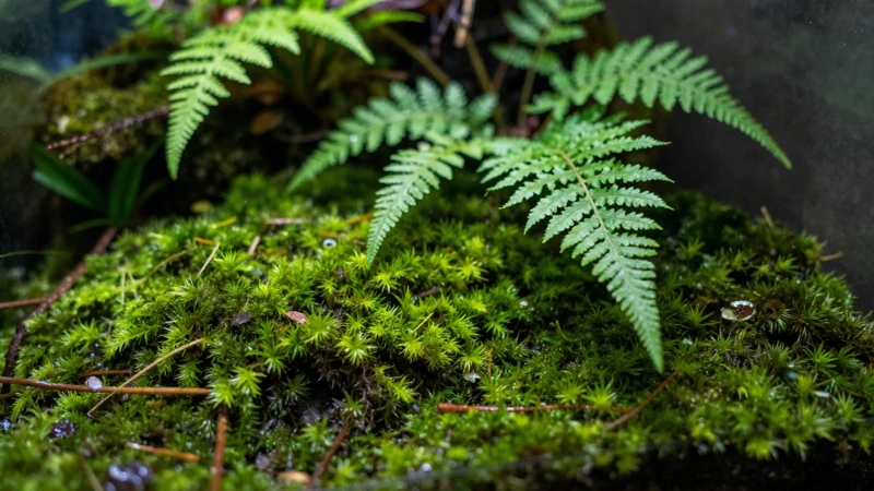 Ecosistema verde y exuberante con luz natural