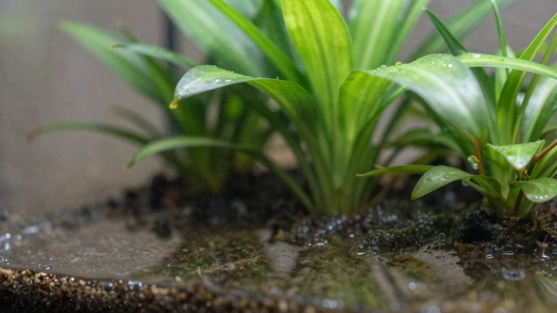 Primer plano educativo de un terrario tropical