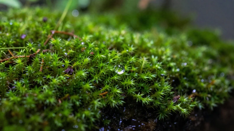 Terrario verde orgánico con luz suave