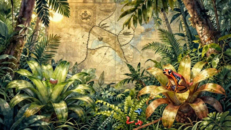 Retrato de selva con mapa antiguo