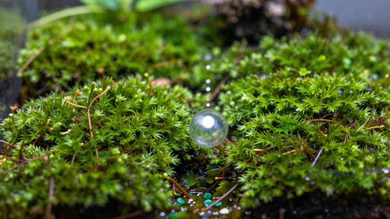 Terrario verde y detallado con luz suave