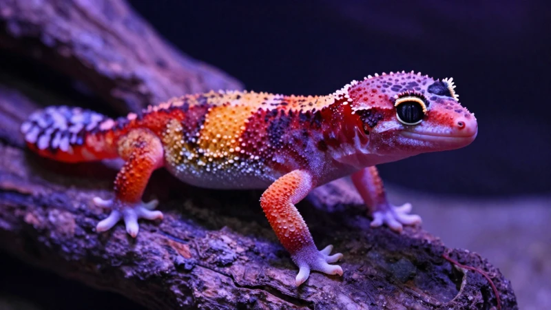 Fotografía macro de lagarto colorido en terrario