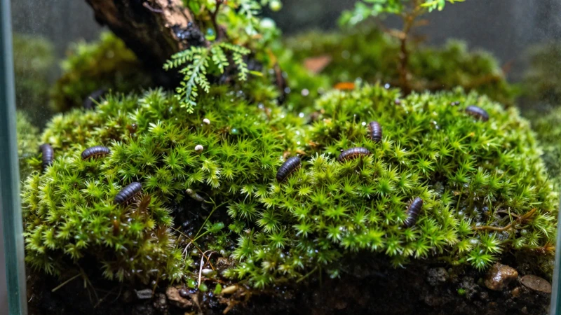 Detalle macro de un terrario orgánico vibrante