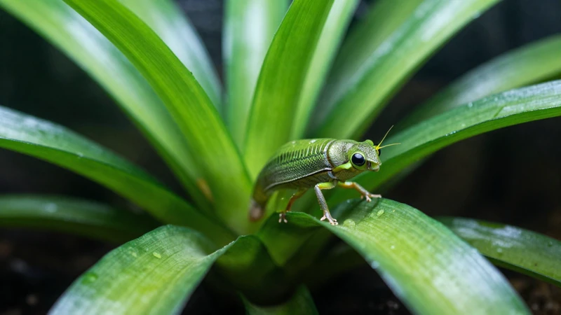 Planta vibrante en un terrario