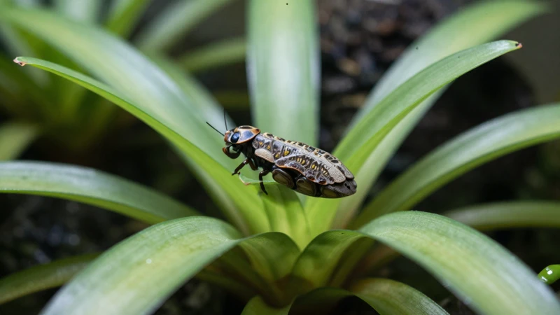 Macro fotografía de bromelias en terrario