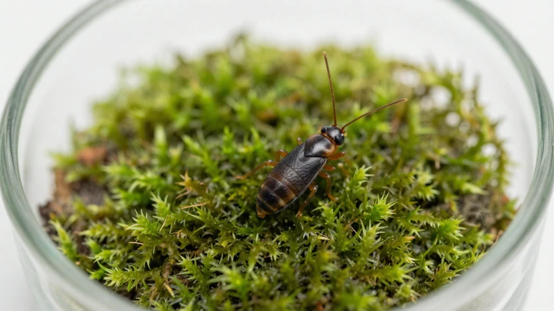 Colémbolos detallados en terrario natural