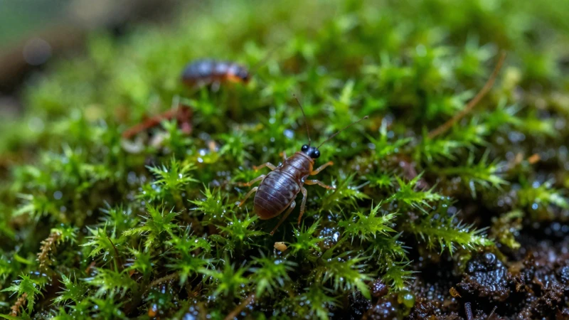 Macro de un terrario húmedo y musgo