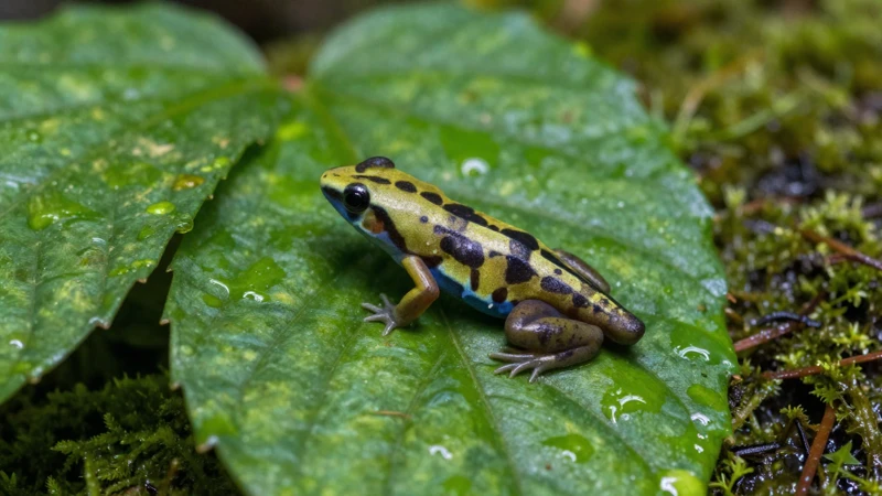 Macro fotografía de rana en selva tropical