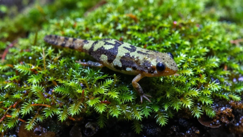 Rana verde en terrario de musgo