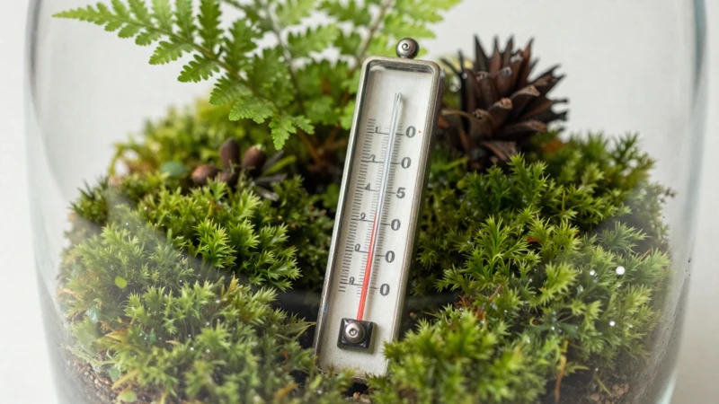 Fotografía macro de un terrario verde