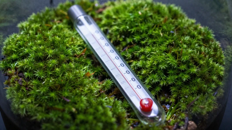 Terrario verde con luz científica
