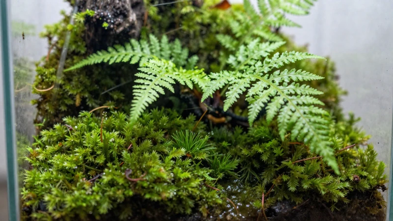 Macro fotografía de un terrario exuberante