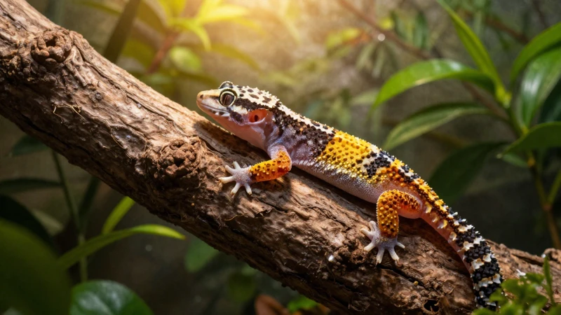 Geckos calientes en su hábitat verde