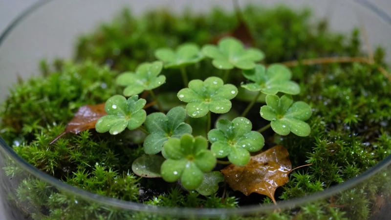 Plantas verdes y pacíficas en un terrario