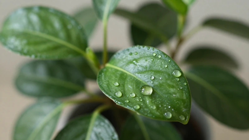 Macro de plantas con gotas y luz suave
