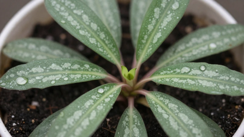 Detalle de Fittonia con gotas de agua