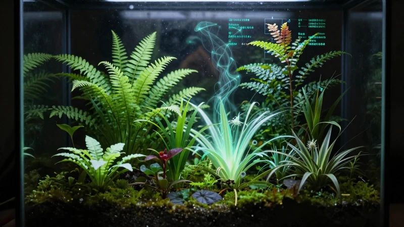 Terrario luminoso con datos científicos detallados