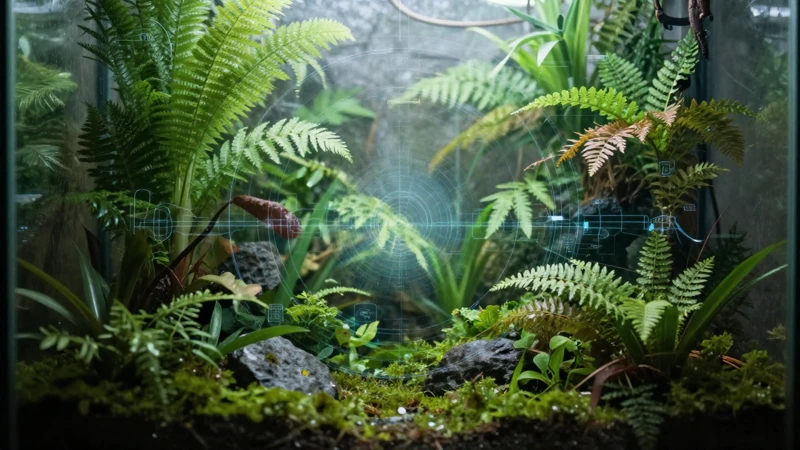 Detalles macro de luz en un terrario