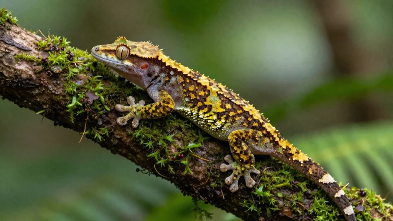 Gecko detallado en entorno tropical