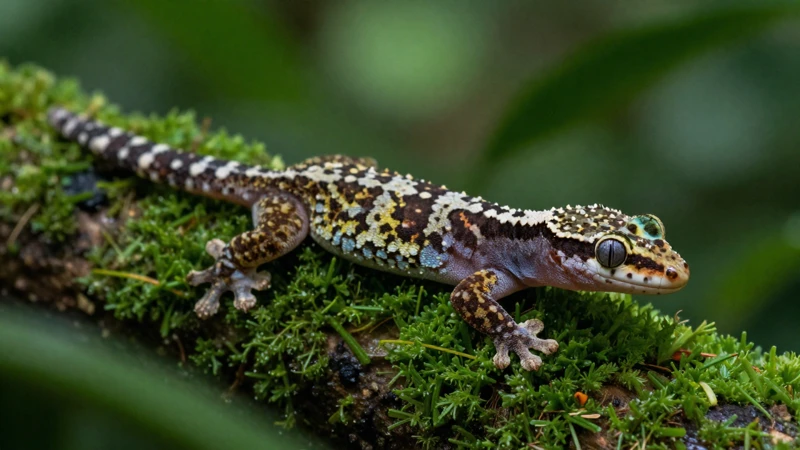 Gecko en ambiente tropical húmedo