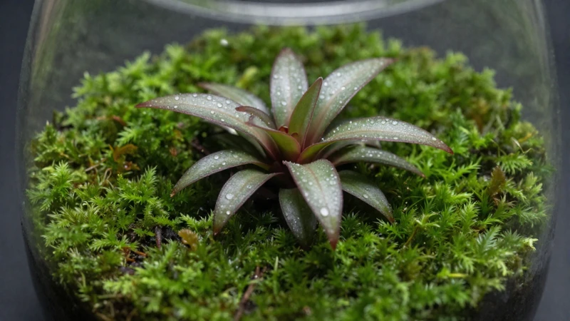 Fotografía macro de planta en terrario