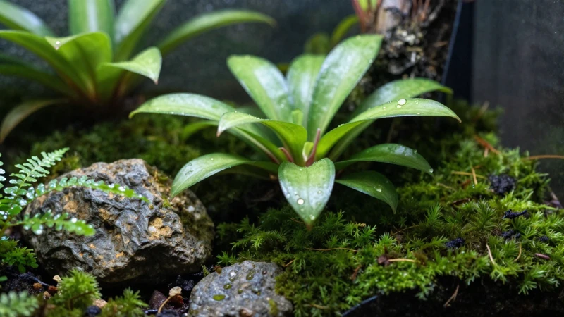 Maranta en un terrario verde y detallado