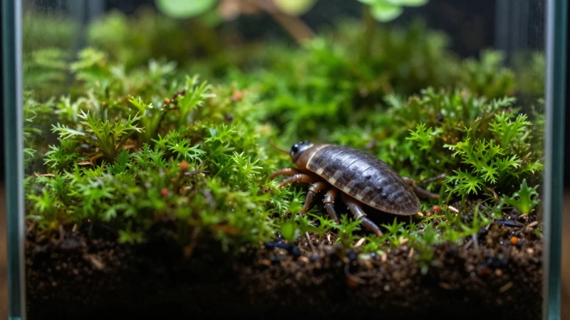 Isópodos en terrario de musgo