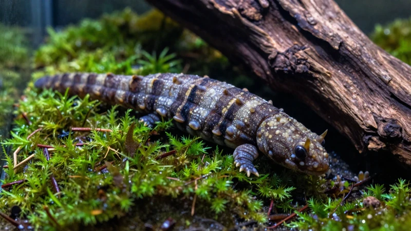 Fotografía macro de lagarto en terrario
