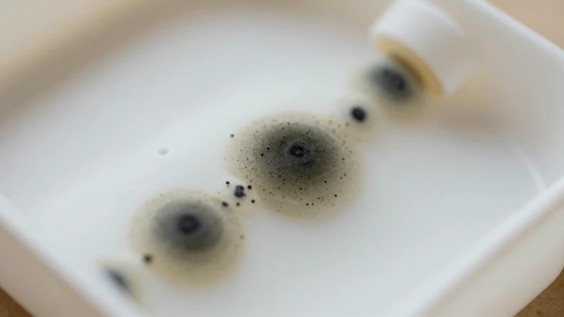 Primer plano de moho en terrario de silicona