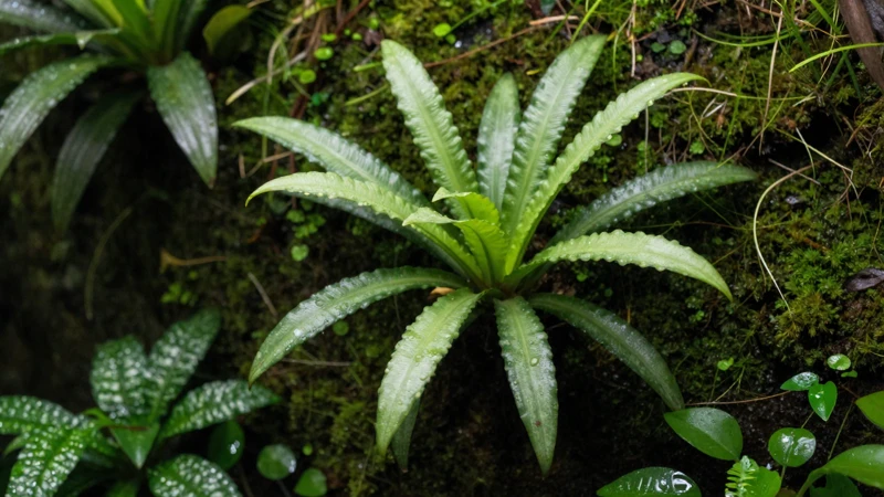 Terrario tropical exuberante con luz suave