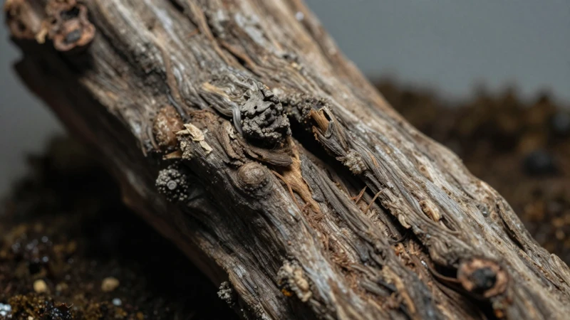 Detalle macro de madera mohosa
