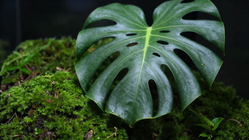 Fotografía macro de Monstera verde