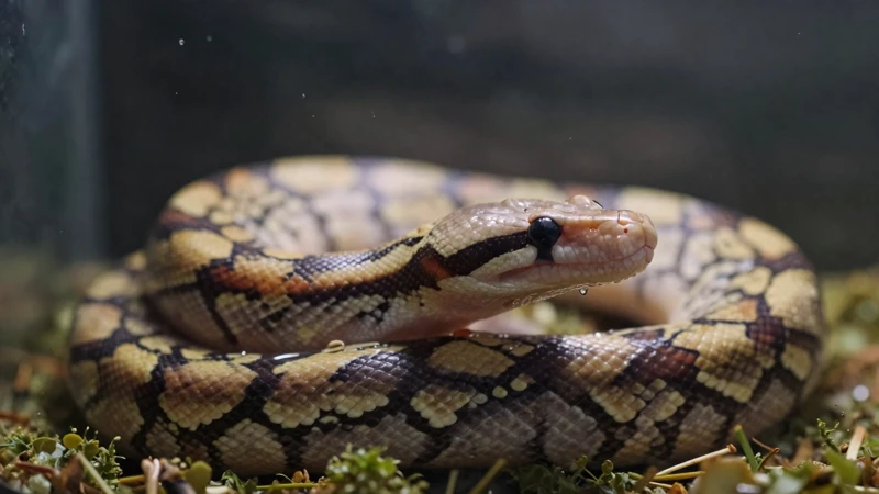 Fotografía detallada de una python húmeda