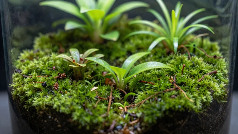 Ecosistema verde y vibrante con luz detallada