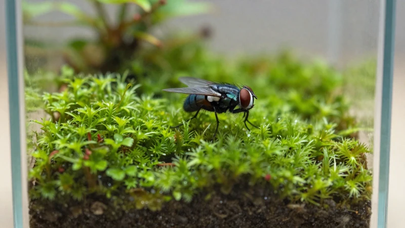 Mantillo detallado en terrario de vidrio