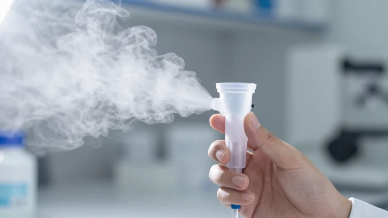 Nebulización clínica en ambiente de laboratorio