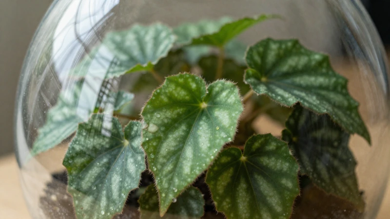 Begonias verdes en un terrario