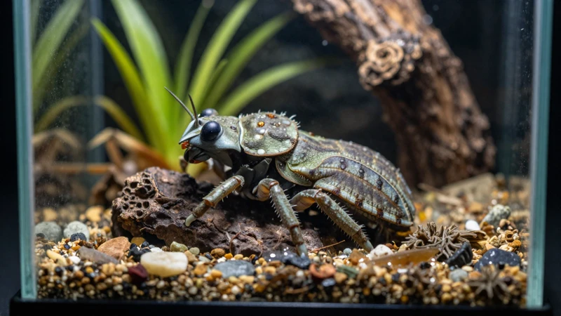 Macrofotografía de Oophaga pumilio en terrario