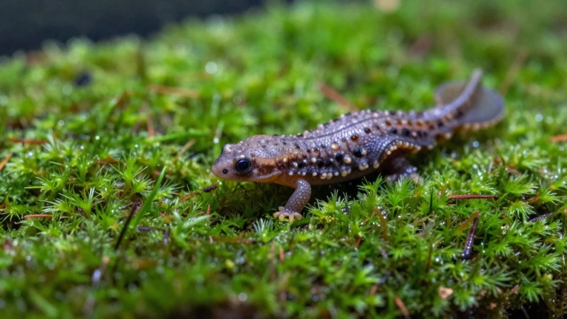 Macro de lagarto en terrario húmedo