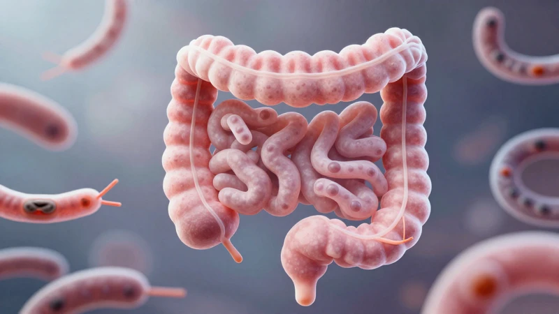 Microfotografía de parásitos en el intestino