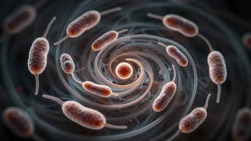 Ilustración dramática de parásitos microscópicos