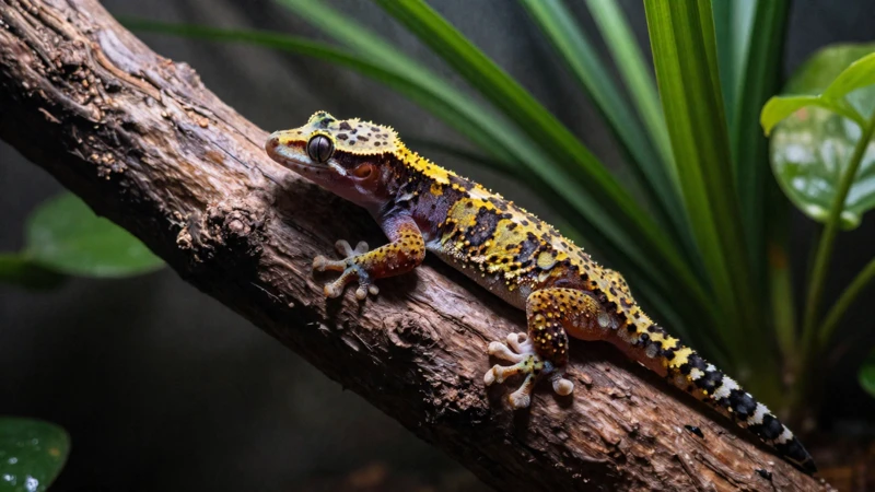 Gecko en un terrario tropical