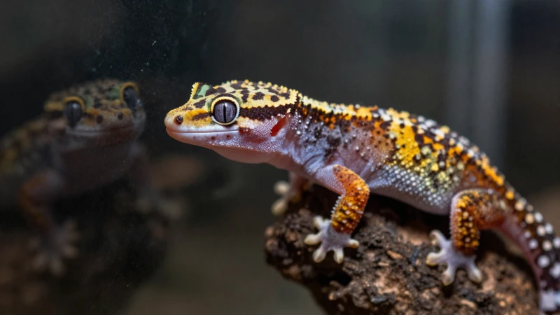 Gecko con reflejo y luz dramática