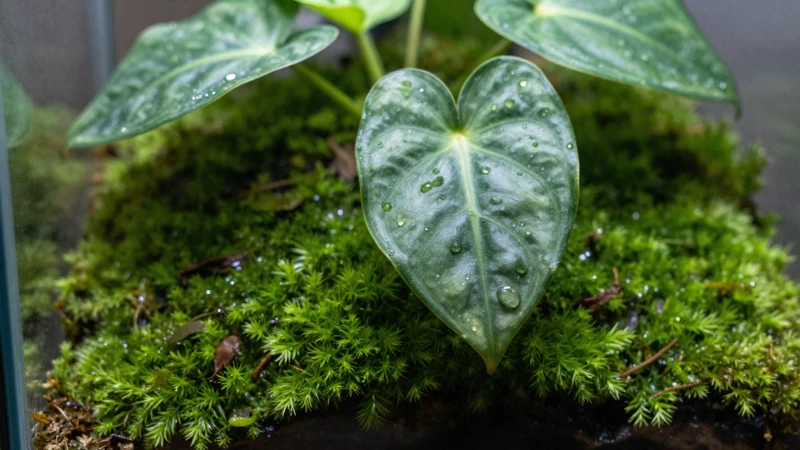 Detalle macro de un terrario verde