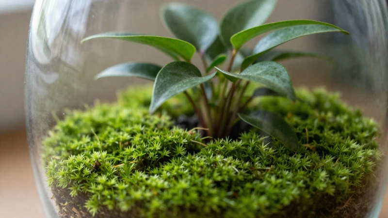 Planta verde en un terrario acogedor